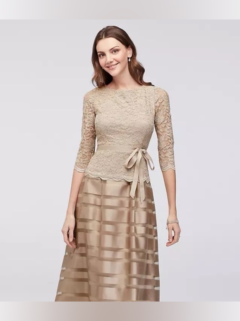 Alex Evenings Champagne Lace Midi Dress